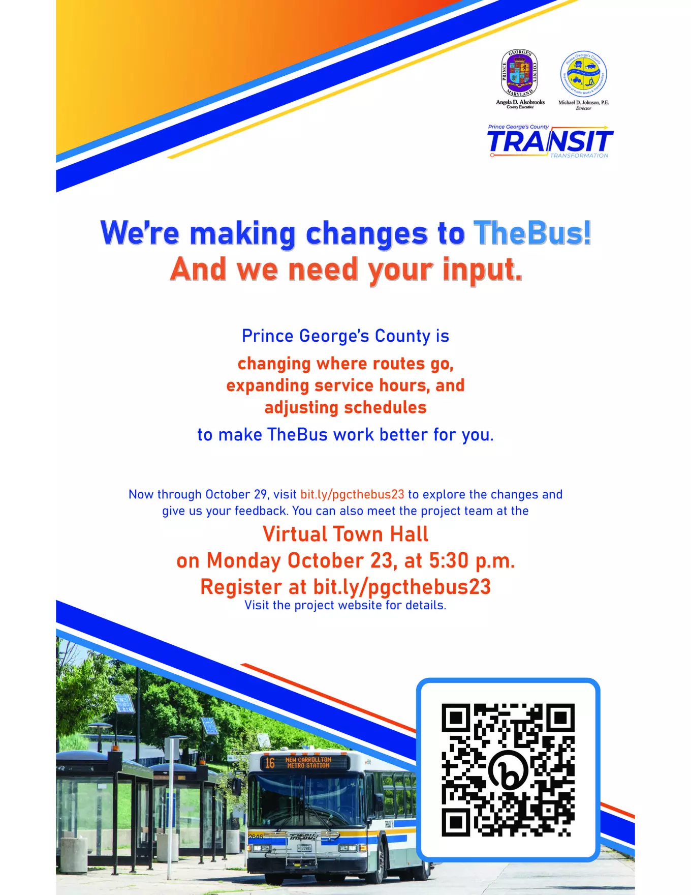 Prince George's County is changing where routes go, expanding service hours, and adjusting schedules to make TheBus work better for you.